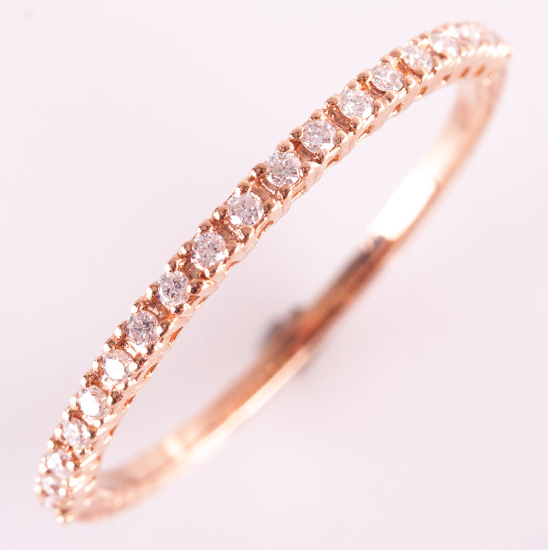 14k Rose Gold Round G - H SI1 Diamond Etched Style Wedding Ring .095ctw .95g