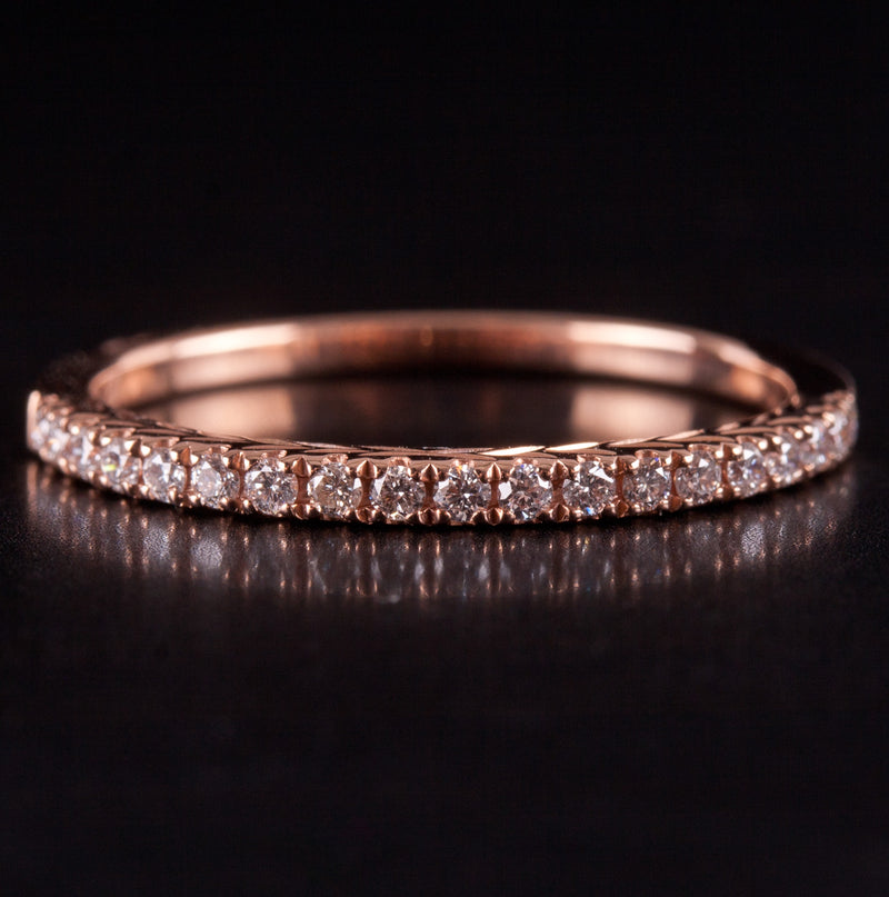14k Rose Gold Round G - H SI1 Diamond Etched Style Wedding Ring .19ctw 1.44g
