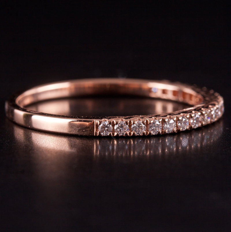 14k Rose Gold Round G - H SI1 Diamond Etched Style Wedding Ring .19ctw 1.44g