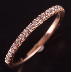 14k Rose Gold Round G - H SI1 Diamond Etched Style Wedding Ring .19ctw 1.44g