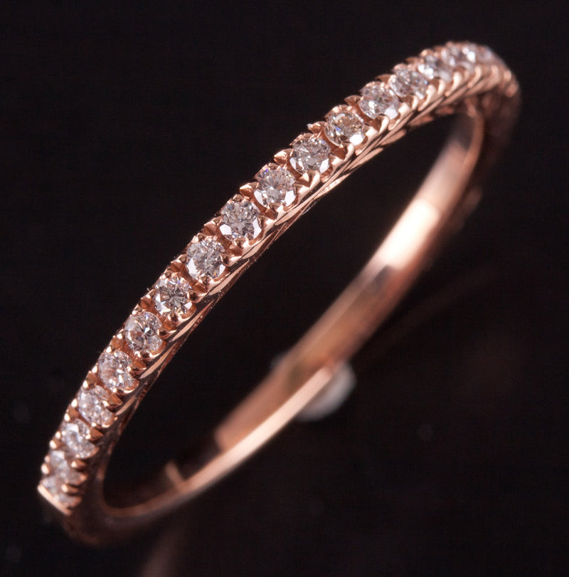 14k Rose Gold Round G - H SI1 Diamond Etched Style Wedding Ring .19ctw 1.44g