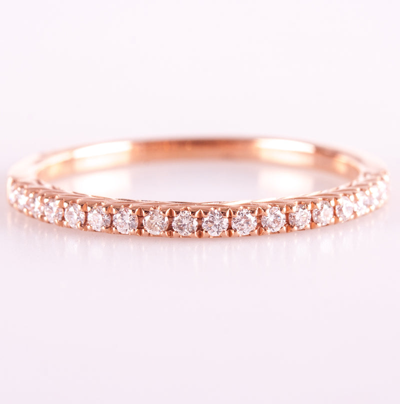 14k Rose Gold Round G - H SI1 Diamond Etched Style Wedding Ring .19ctw 1.44g