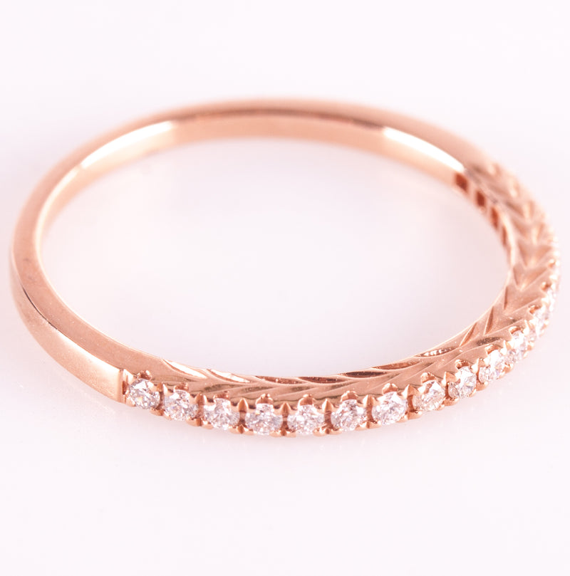 14k Rose Gold Round G - H SI1 Diamond Etched Style Wedding Ring .19ctw 1.44g