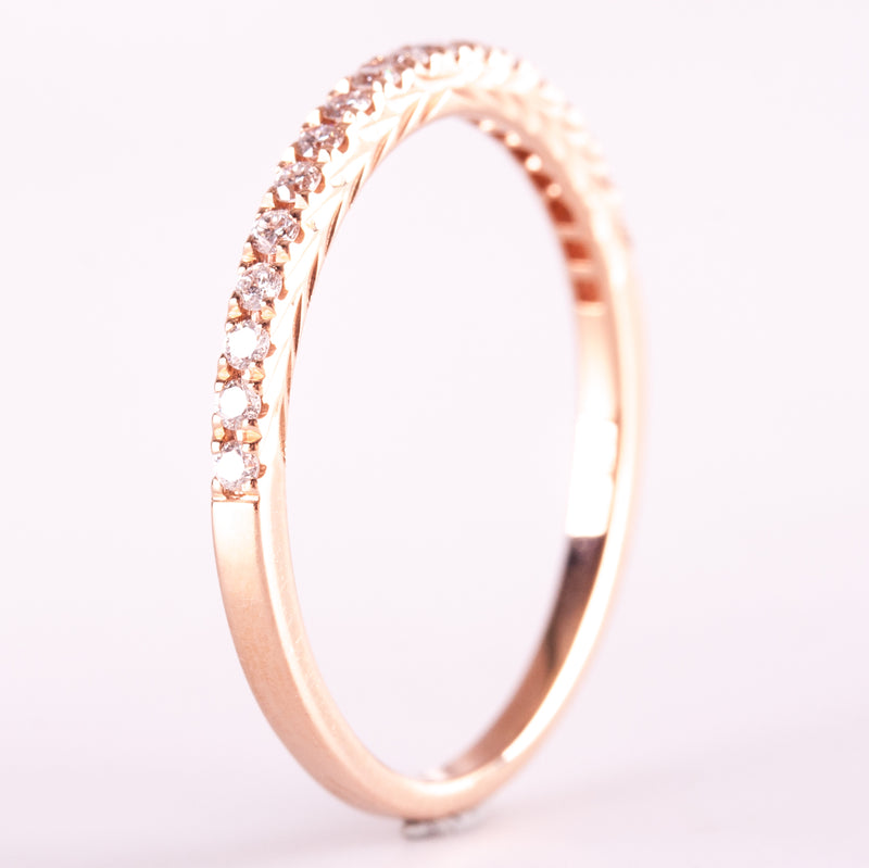 14k Rose Gold Round G - H SI1 Diamond Etched Style Wedding Ring .19ctw 1.44g