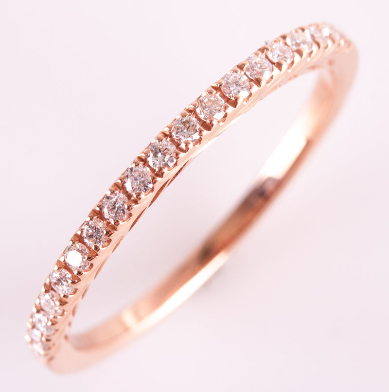 14k Rose Gold Round G - H SI1 Diamond Etched Style Wedding Ring .19ctw 1.44g