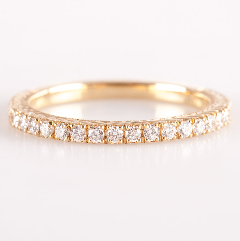 14k Yellow Gold Round G - H SI1 - SI2 Diamond Etched Wedding Ring .24ctw 2.6g