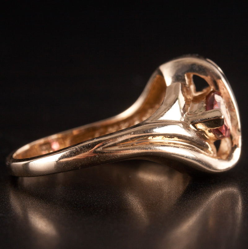 14k Yellow Gold Trillion Pink Tourmaline Diamond Cocktail Ring .85ctw 4.82g