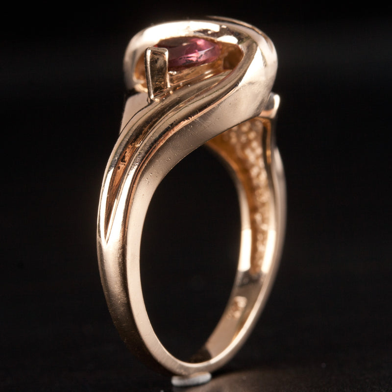 14k Yellow Gold Trillion Pink Tourmaline Diamond Cocktail Ring .85ctw 4.82g