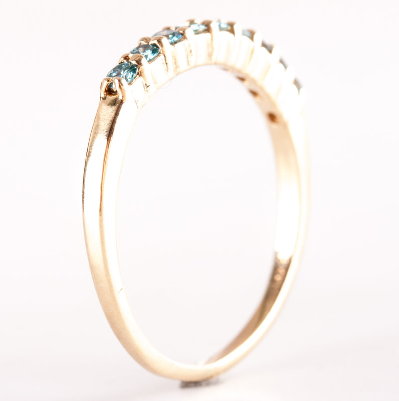 14k Yellow Gold Round Blue Diamond Wedding Anniversary Ring .36ctw 1.92g
