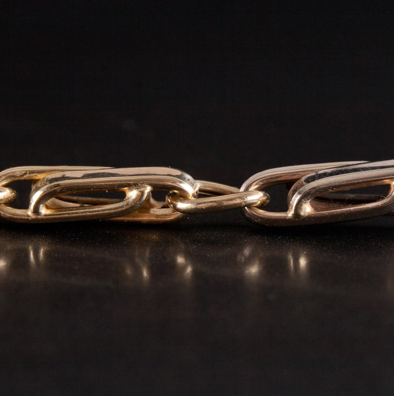 14k Yellow White Gold Two-Tone Link Bracelet 5.55g 7.25" Length 4.3mm Width