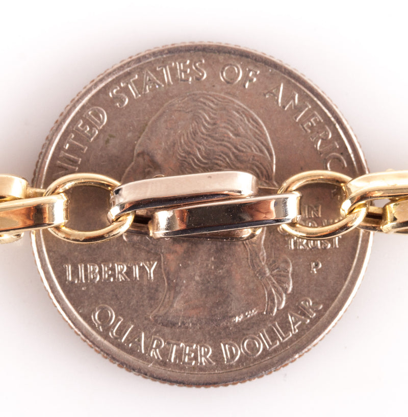 14k Yellow White Gold Two-Tone Link Bracelet 5.55g 7.25" Length 4.3mm Width