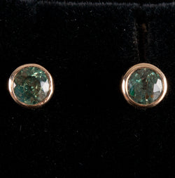 14k Yellow Gold Round Alexandrite Solitaire Style Stud Earrings .58ctw .72g