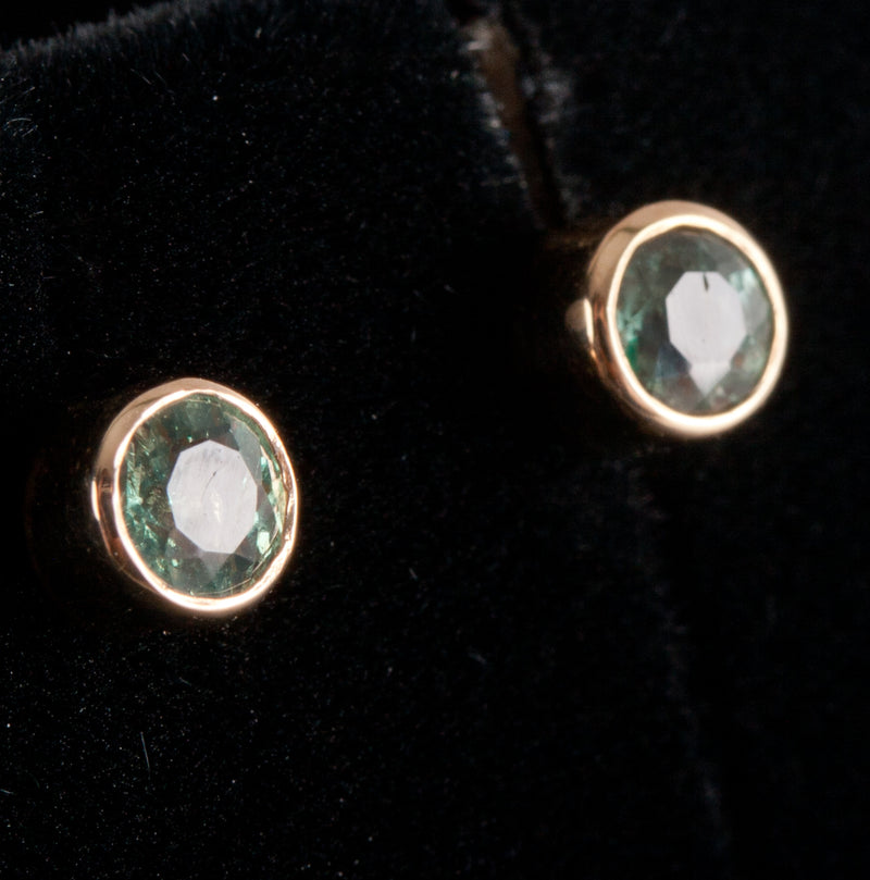 14k Yellow Gold Round Alexandrite Solitaire Style Stud Earrings .58ctw .72g
