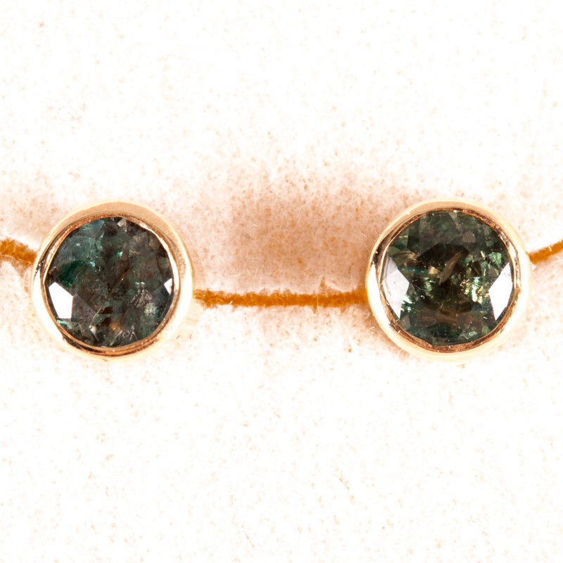14k Yellow Gold Round Alexandrite Solitaire Style Stud Earrings .58ctw .72g