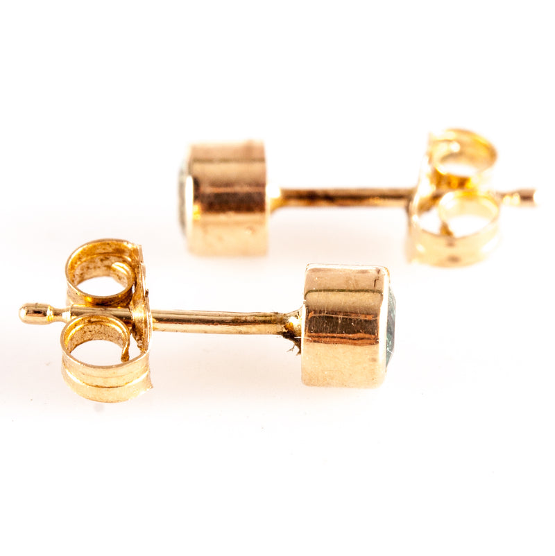 14k Yellow Gold Round Alexandrite Solitaire Style Stud Earrings .58ctw .72g