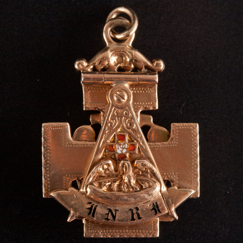 Vintage 14k Yellow Gold Diamond 32nd Degree Scottish Rite of Freemasonry Pendant