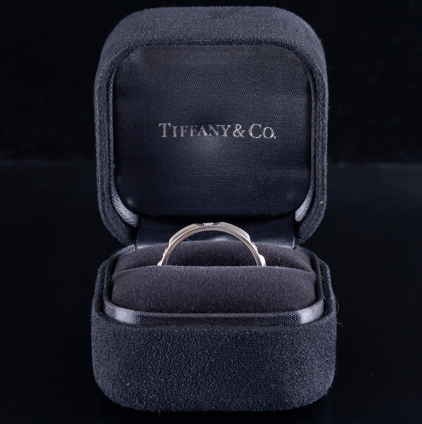 Tiffany & Co. 950 Platinum Round Diamond Band Ring W/ Inner Box .06ctw 5.50g