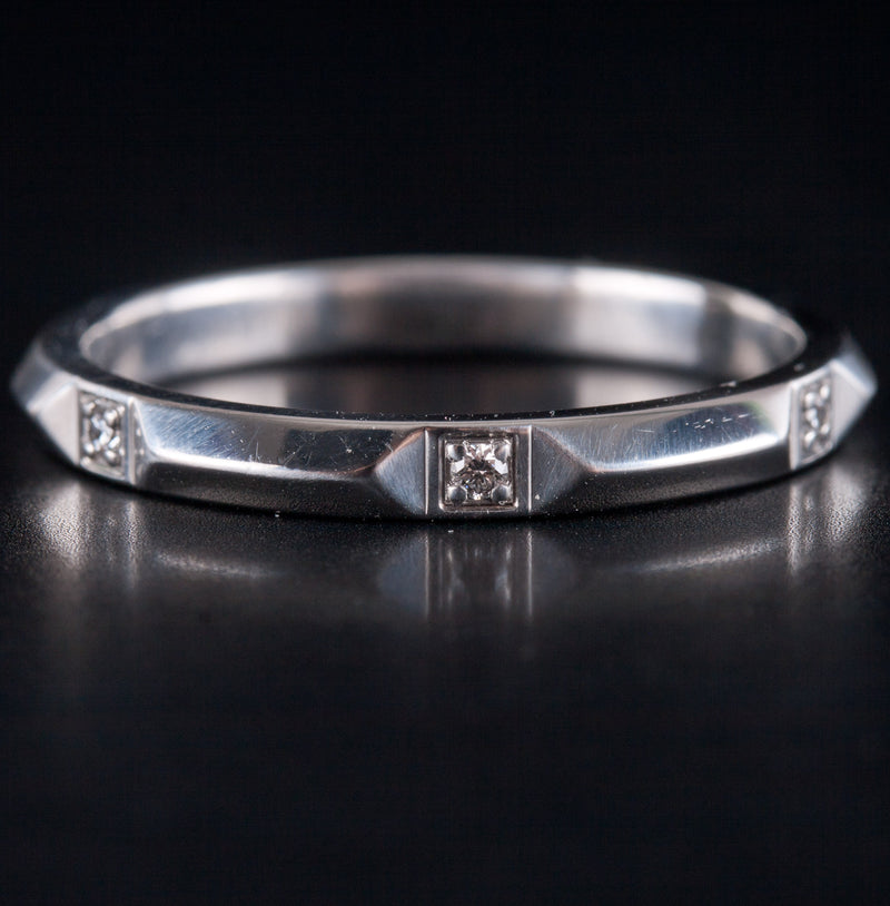 Tiffany & Co. 950 Platinum Round Diamond Band Ring W/ Inner Box .06ctw 5.50g