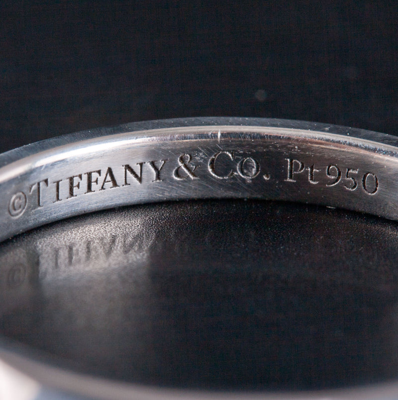Tiffany & Co. 950 Platinum Round Diamond Band Ring W/ Inner Box .06ctw 5.50g
