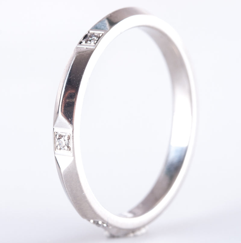 Tiffany & Co. 950 Platinum Round Diamond Band Ring W/ Inner Box .06ctw 5.50g