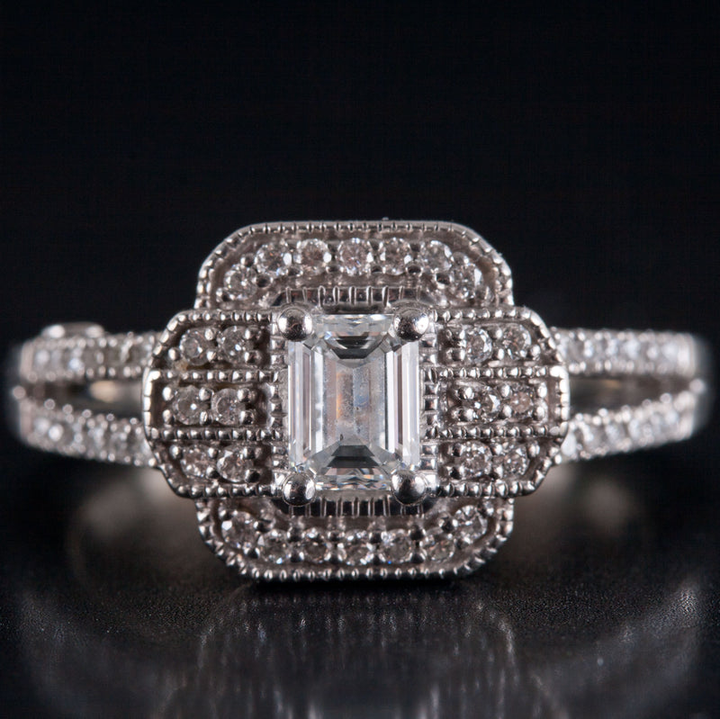 14k White Gold H SI1 Diamond Halo Style Engagement Ring .665ctw 5.24g