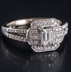 14k White Gold H SI1 Diamond Halo Style Engagement Ring .665ctw 5.24g