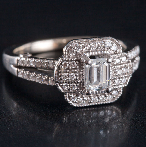 14k White Gold H SI1 Diamond Halo Style Engagement Ring .665ctw 5.24g