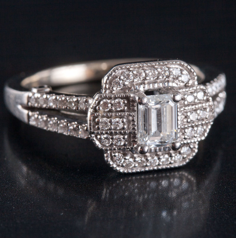 14k White Gold H SI1 Diamond Halo Style Engagement Ring .665ctw 5.24g