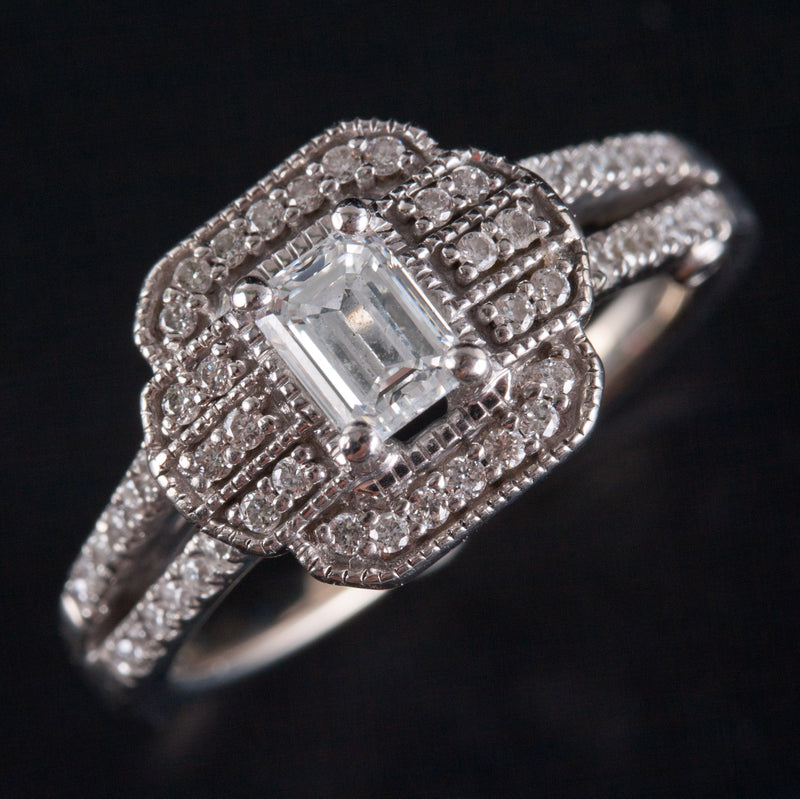 14k White Gold H SI1 Diamond Halo Style Engagement Ring .665ctw 5.24g