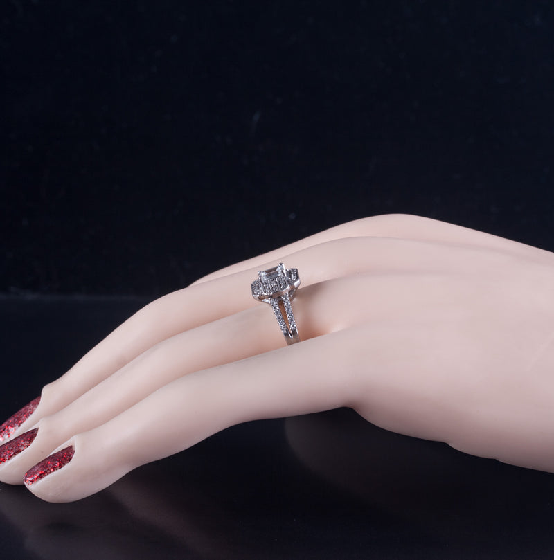14k White Gold H SI1 Diamond Halo Style Engagement Ring .665ctw 5.24g