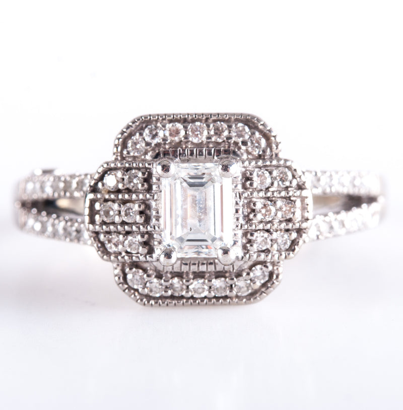 14k White Gold H SI1 Diamond Halo Style Engagement Ring .665ctw 5.24g