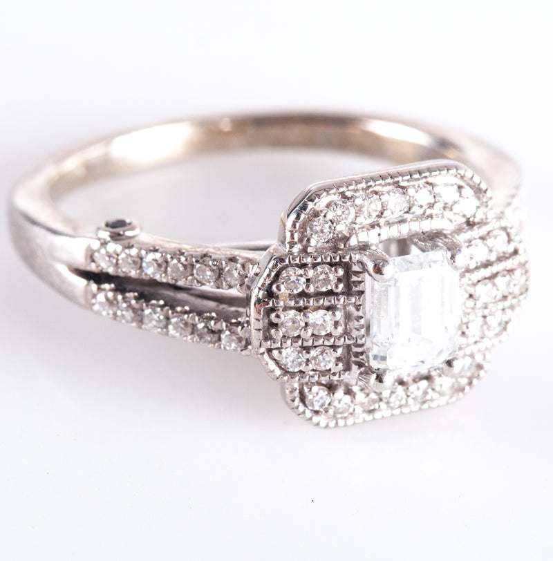 14k White Gold H SI1 Diamond Halo Style Engagement Ring .665ctw 5.24g