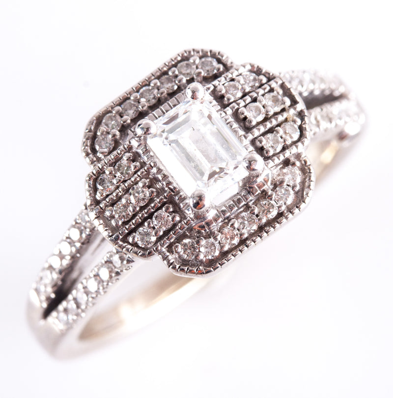 14k White Gold H SI1 Diamond Halo Style Engagement Ring .665ctw 5.24g