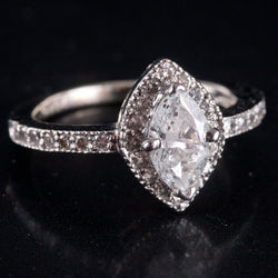 14k White Gold H I2 Marquise Diamond Halo Style Engagement Ring .80ctw 3.10g