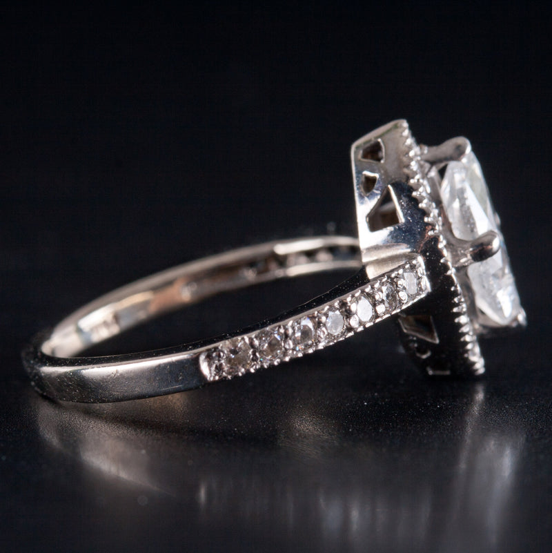 14k White Gold H I2 Marquise Diamond Halo Style Engagement Ring .80ctw 3.10g