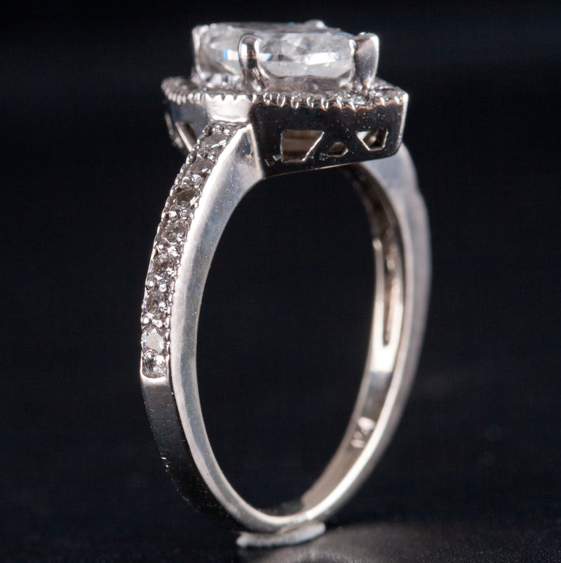 14k White Gold H I2 Marquise Diamond Halo Style Engagement Ring .80ctw 3.10g
