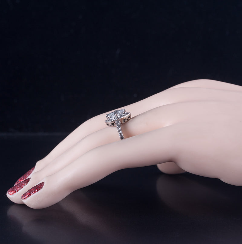 14k White Gold H I2 Marquise Diamond Halo Style Engagement Ring .80ctw 3.10g