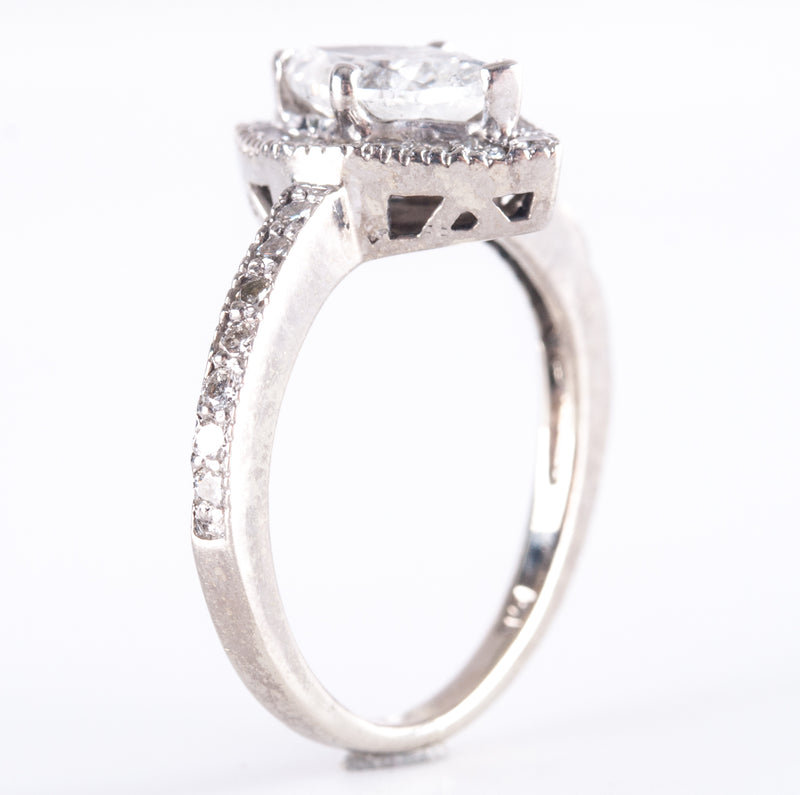 14k White Gold H I2 Marquise Diamond Halo Style Engagement Ring .80ctw 3.10g