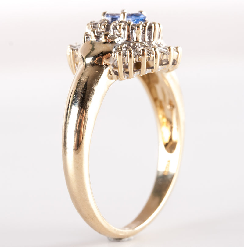 14k Yellow White Gold Oval Tanzanite Diamond Halo Engagement Ring .89ctw 5.5g