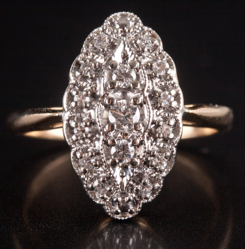 Vintage 1940's 14k Yellow White Gold Round Diamond Cluster Ring .17ctw 4.62g
