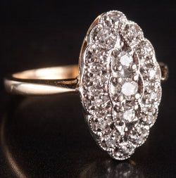 Vintage 1940's 14k Yellow White Gold Round Diamond Cluster Ring .17ctw 4.62g