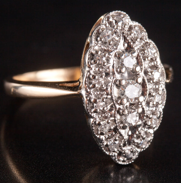 Vintage 1940's 14k Yellow White Gold Round Diamond Cluster Ring .17ctw 4.62g