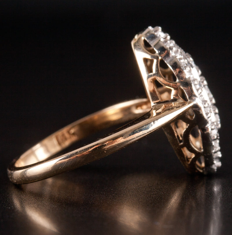 Vintage 1940's 14k Yellow White Gold Round Diamond Cluster Ring .17ctw 4.62g