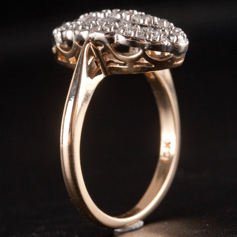 Vintage 1940's 14k Yellow White Gold Round Diamond Cluster Ring .17ctw 4.62g