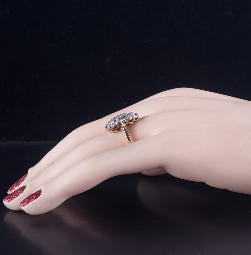Vintage 1940's 14k Yellow White Gold Round Diamond Cluster Ring .17ctw 4.62g
