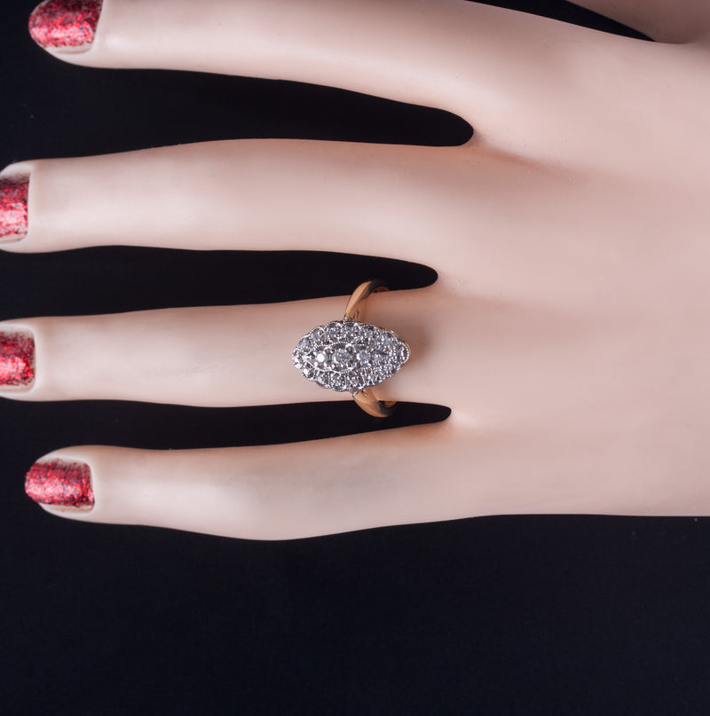 Vintage 1940's 14k Yellow White Gold Round Diamond Cluster Ring .17ctw 4.62g
