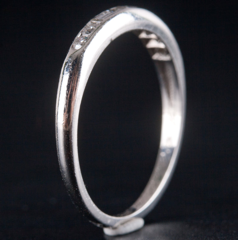 .950 Platinum Round Baguette G-H SI1-SI2 Diamond Wedding Band Ring .14ctw 2.02g