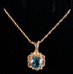 14k Yellow Gold Sky Blue Topaz Solitaire Necklace W/ 16" Chain 1.09ct 2.35g