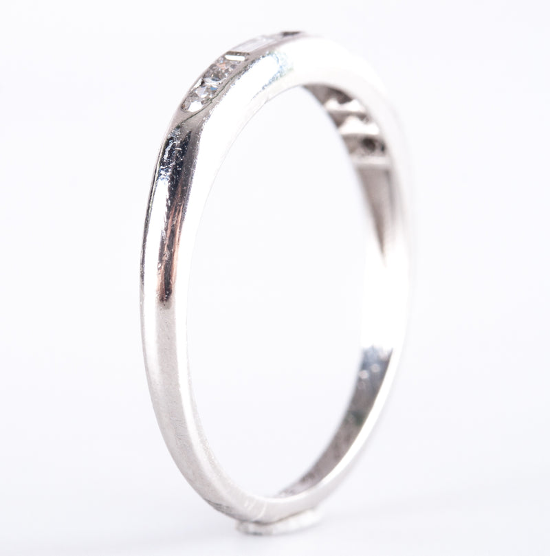 .950 Platinum Round Baguette G-H SI1-SI2 Diamond Wedding Band Ring .14ctw 2.02g