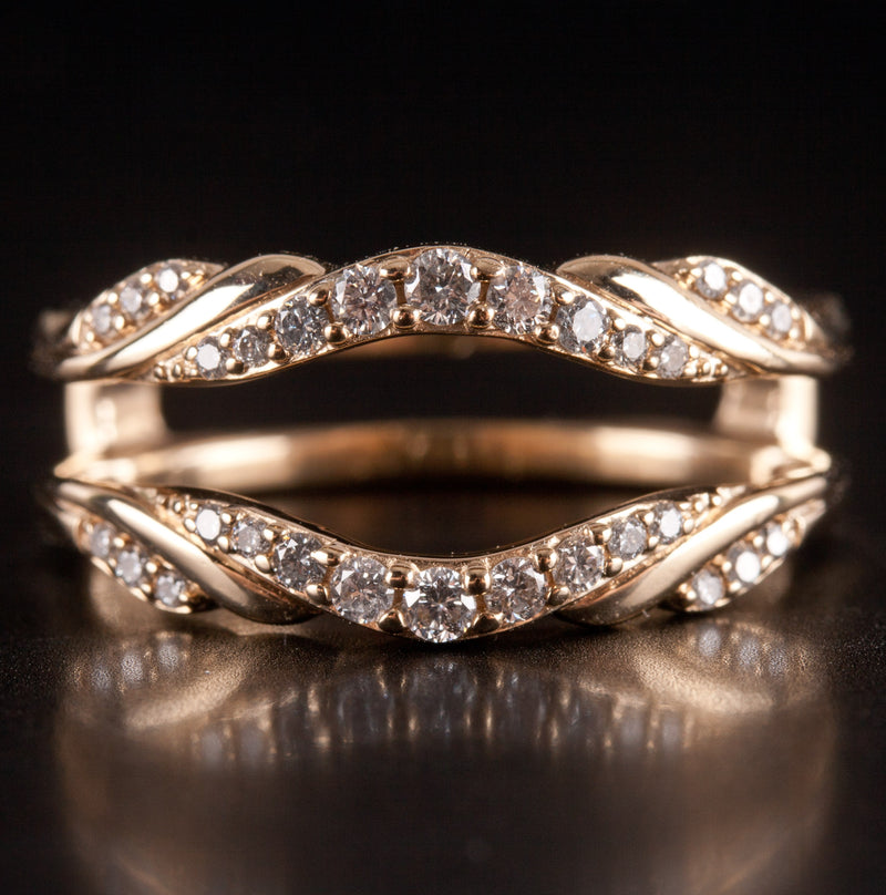 14k Yellow Gold Round H SI2-SI3 Diamond Wedding Ring Guard / Enhancer .20ctw 5g